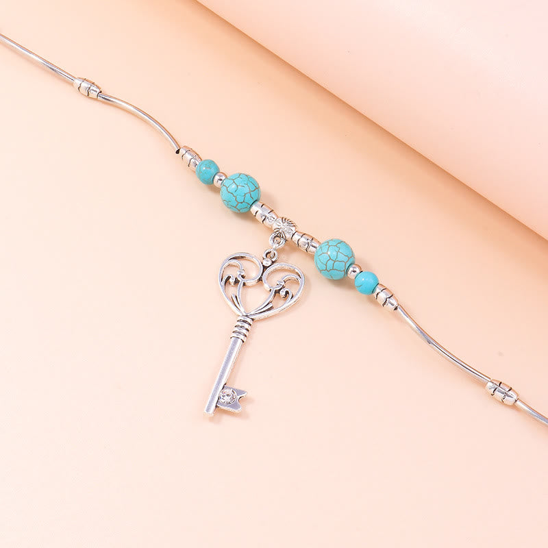 Collana con ciondolo chiave d'amore bohémien turchese Olivenorma