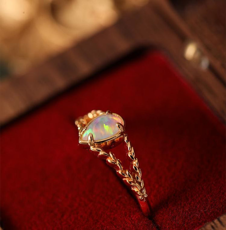 Anello Olivenorma Opal Stone Oro Hollow Grano 
