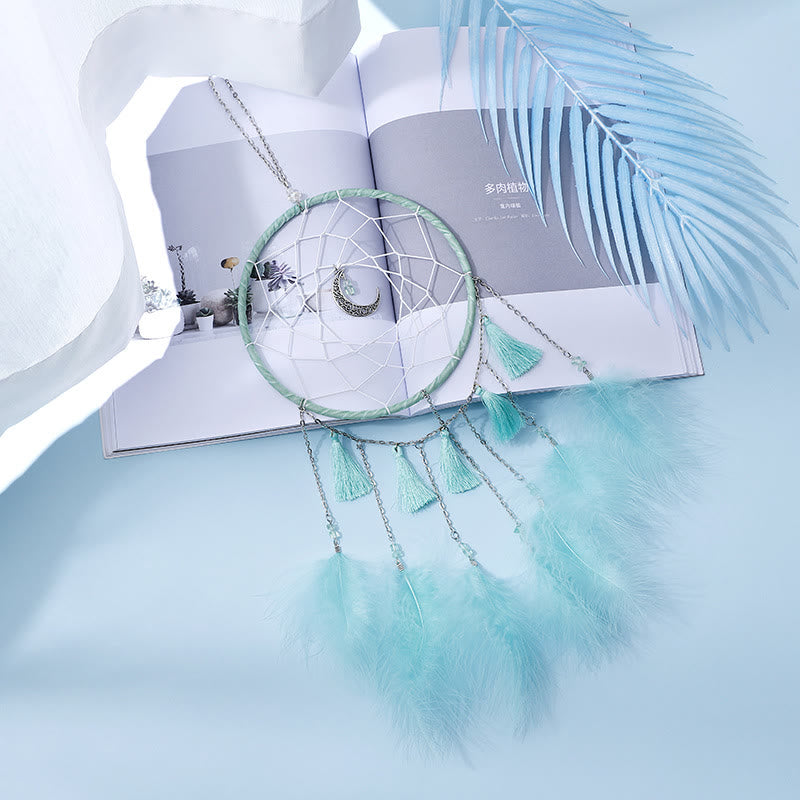 Olivenorma Fata Piuma Bianca Luna Pendente Acchiappasogni - image 8