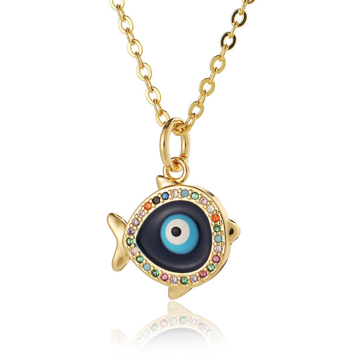 Olivenorma Collana a forma di cuore Hamsa con occhio malvagio in resina epossidica