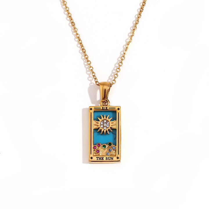 Collana con tarocchi in acciaio inossidabile placcato oro 18k Olivenorma 