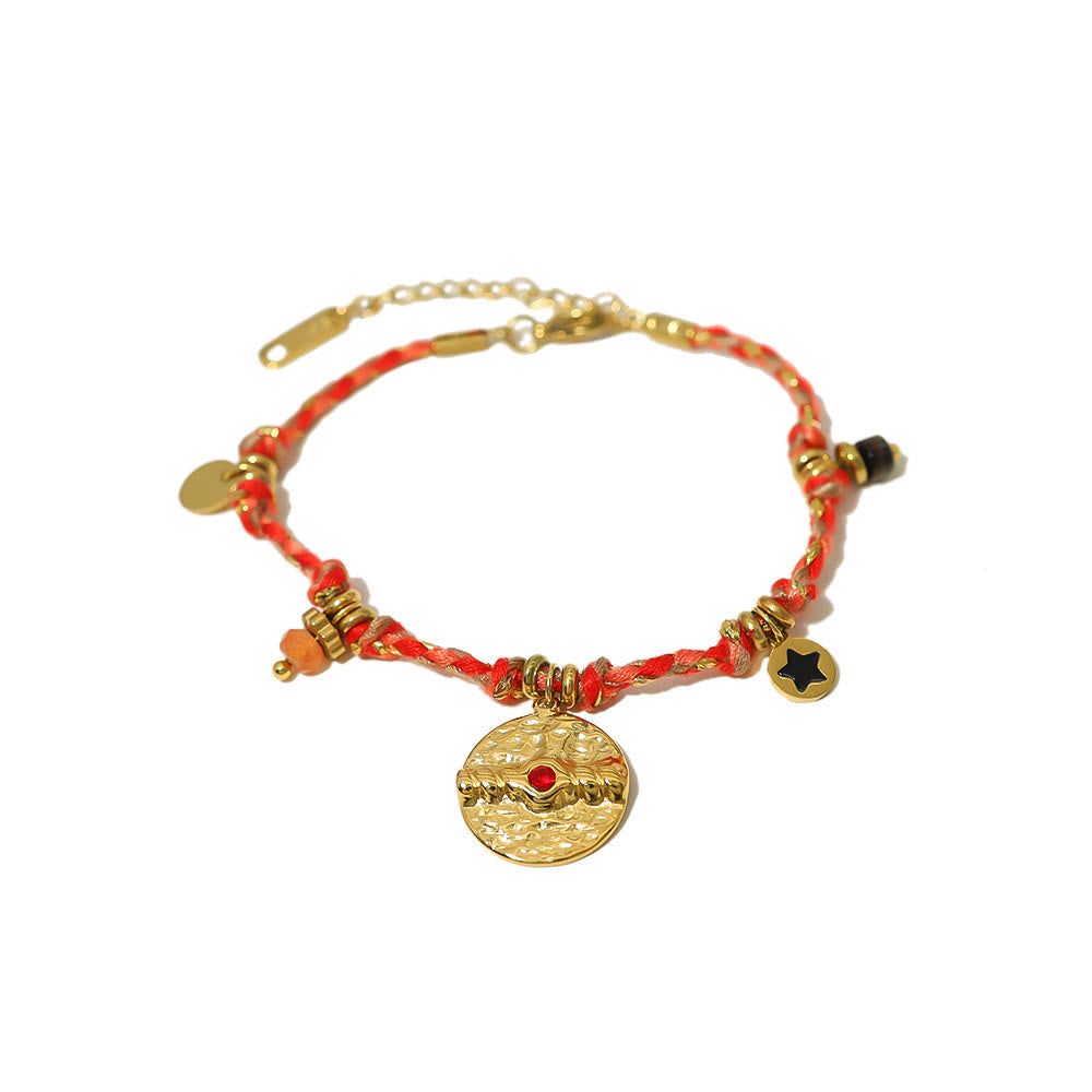 Olivenorma Bohemian Bracciale intrecciato vintage in acciaio inossidabile 18k