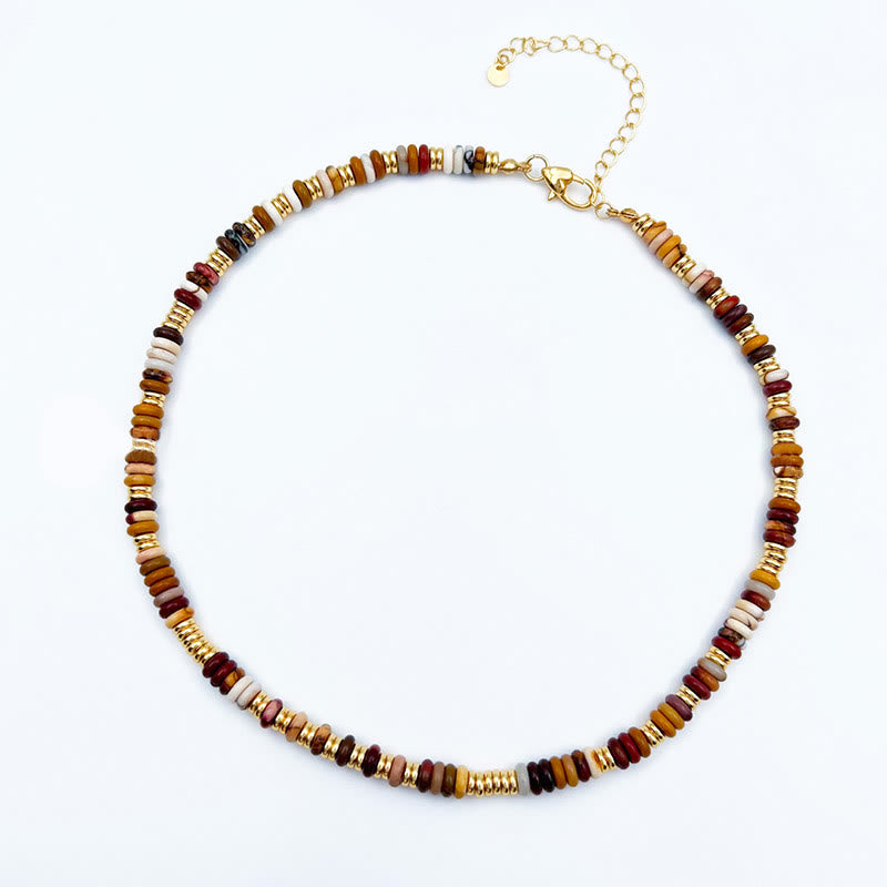 Collana con clavicola in agata naturale con perline Sunset Frisbee Olivenorma