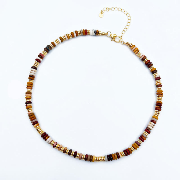 Collana con clavicola in agata naturale con perline Sunset Frisbee Olivenorma