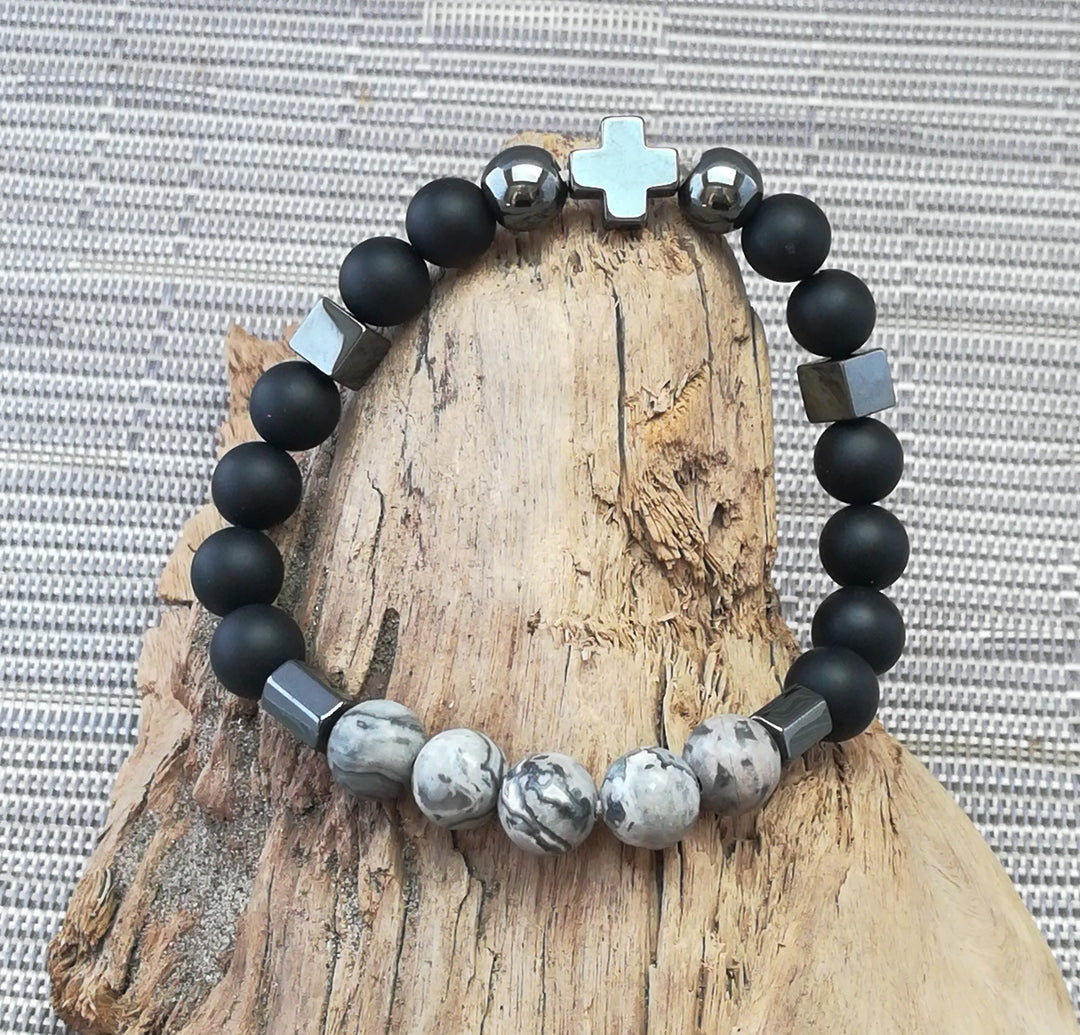 Bracciale da uomo con set di pietre preziose impilabili Olivenorma