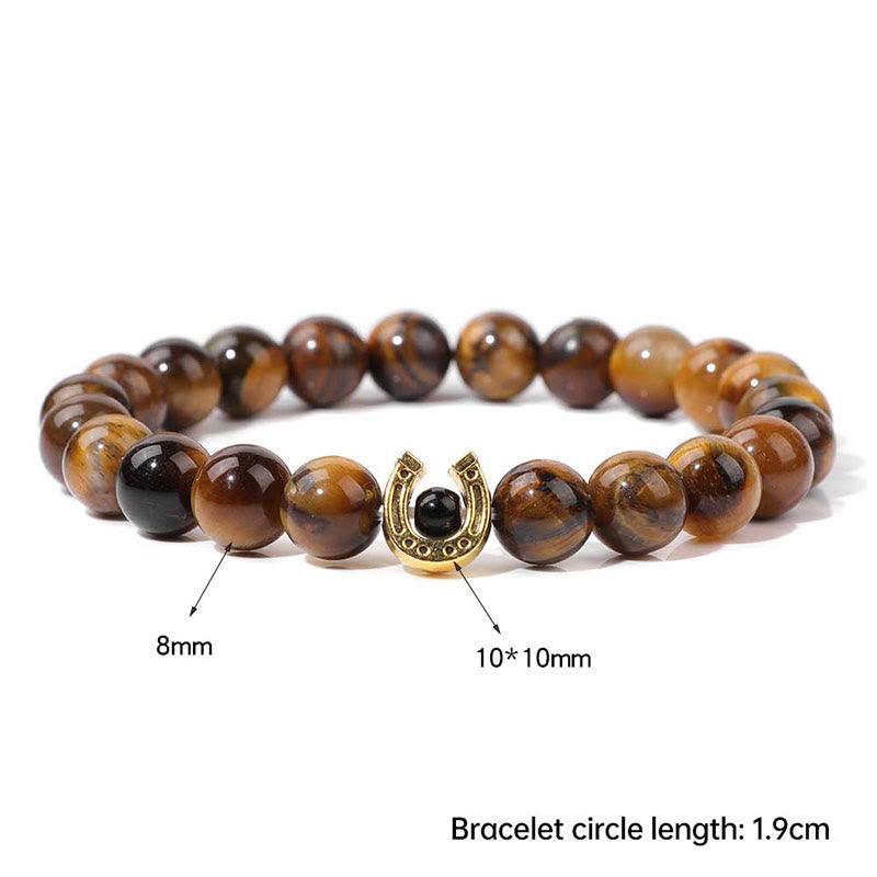 Olivenorma Bracciale con ciondolo a forma di ferro di cavallo con perline in pietra naturale da 8 mm 