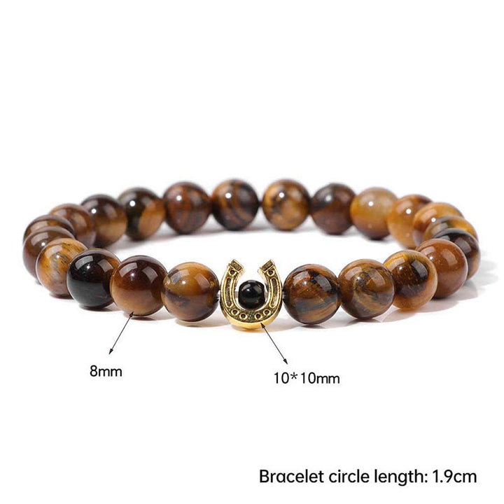 Olivenorma Bracciale con ciondolo a forma di ferro di cavallo con perline in pietra naturale da 8 mm 