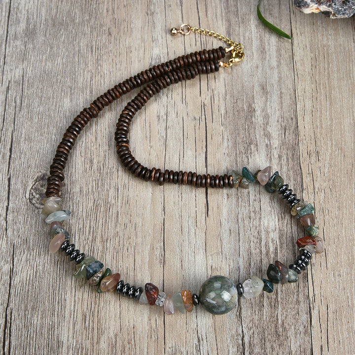 Collana con ciondolo a forma di palla di perline in pietra naturale Olivenorma