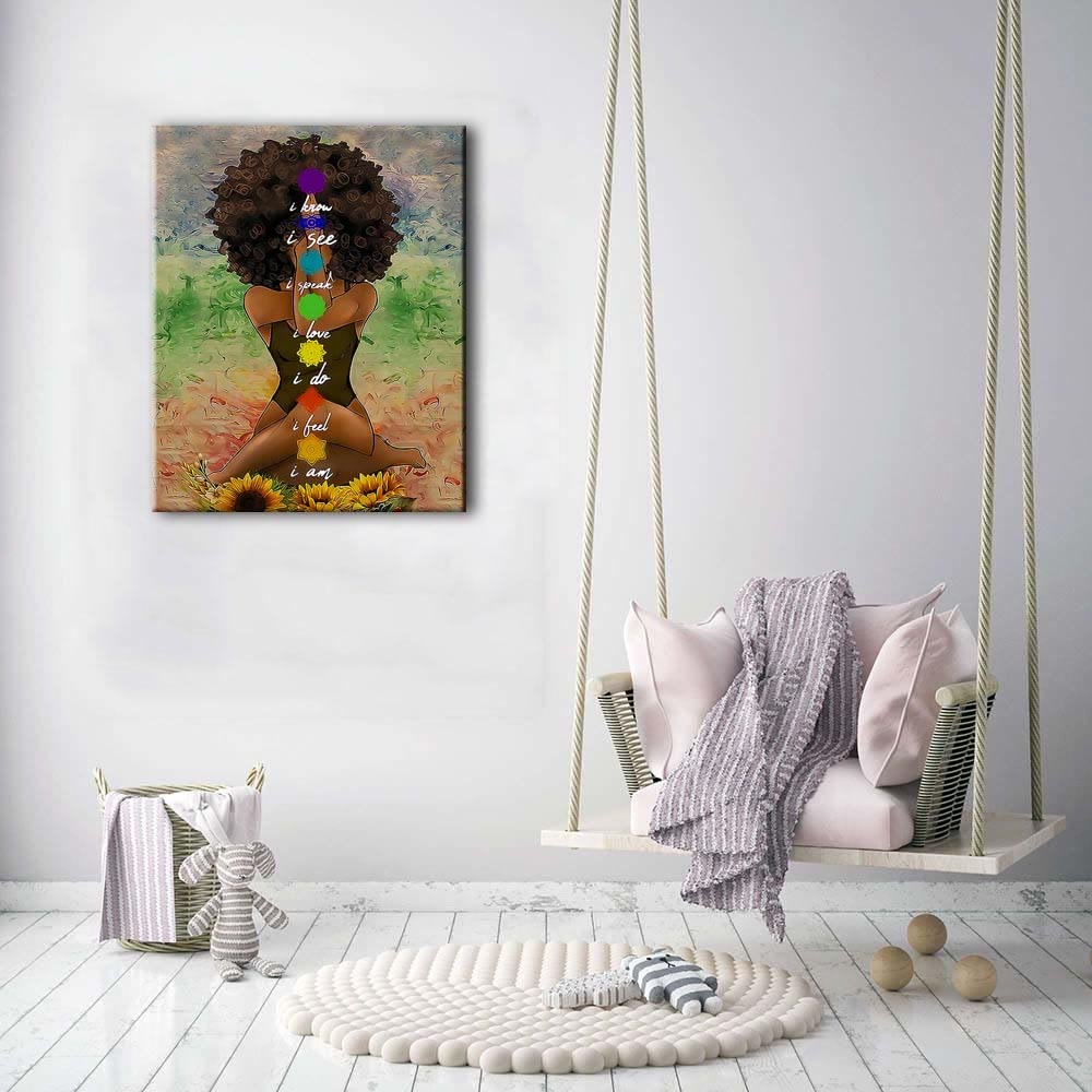 Olivenorma 7 Chakra Donne Yoga Ragazza Meditazione Zen Poster