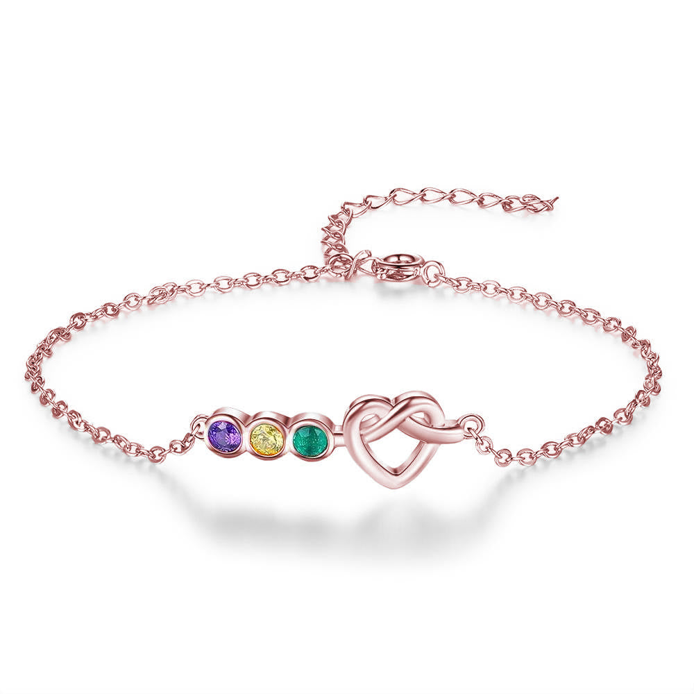 Braccialetto personalizzato Olivenorma Heart 2-5 pietre portafortuna