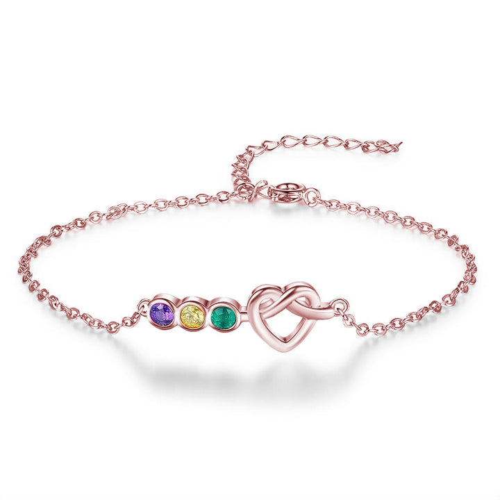 Braccialetto personalizzato Olivenorma Heart 2-5 pietre portafortuna