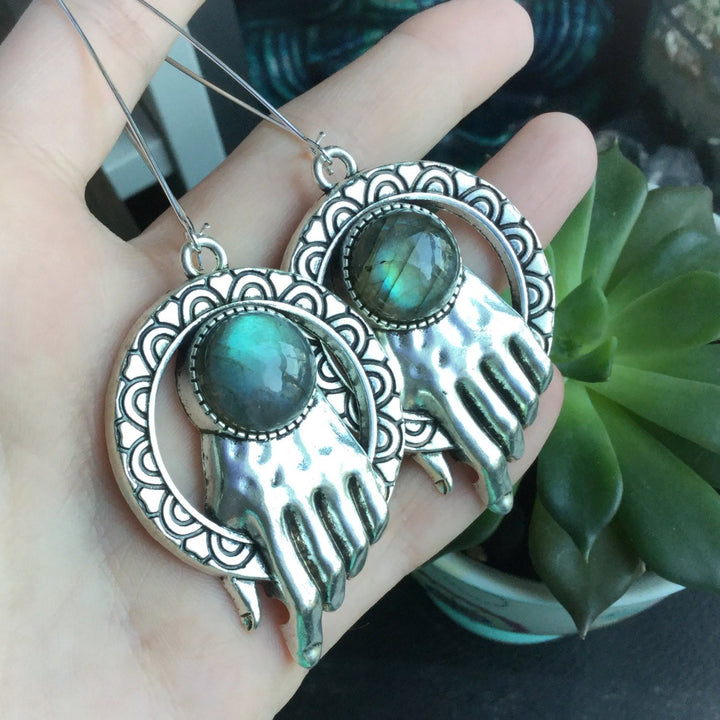 Orecchini con design a mano in labradorite Olivenorma