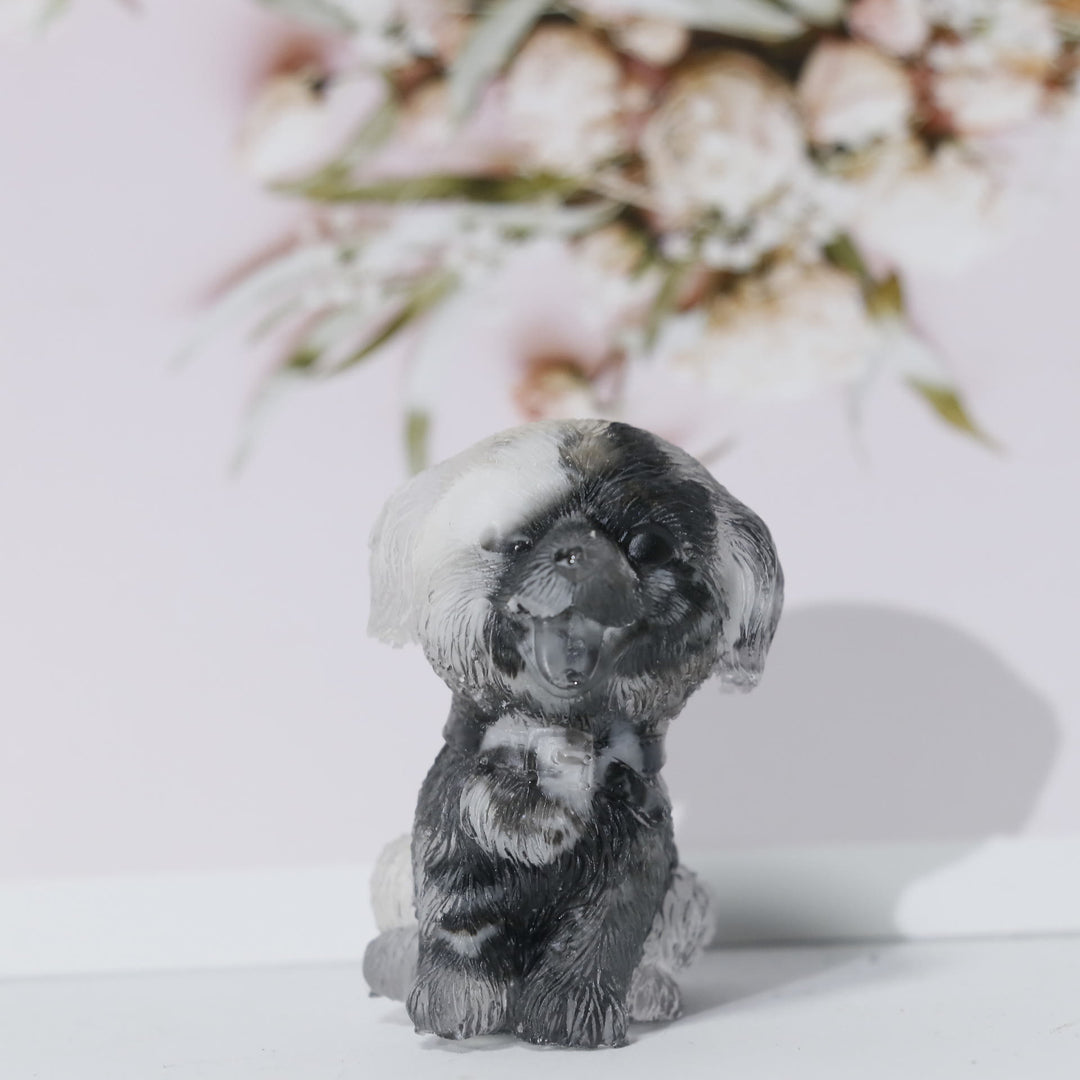 Olivenorma Ghiaia di cristallo naturale Ornamento per cani Decorazione con pietre preziose - ossidiana fiocco di neve - image 16