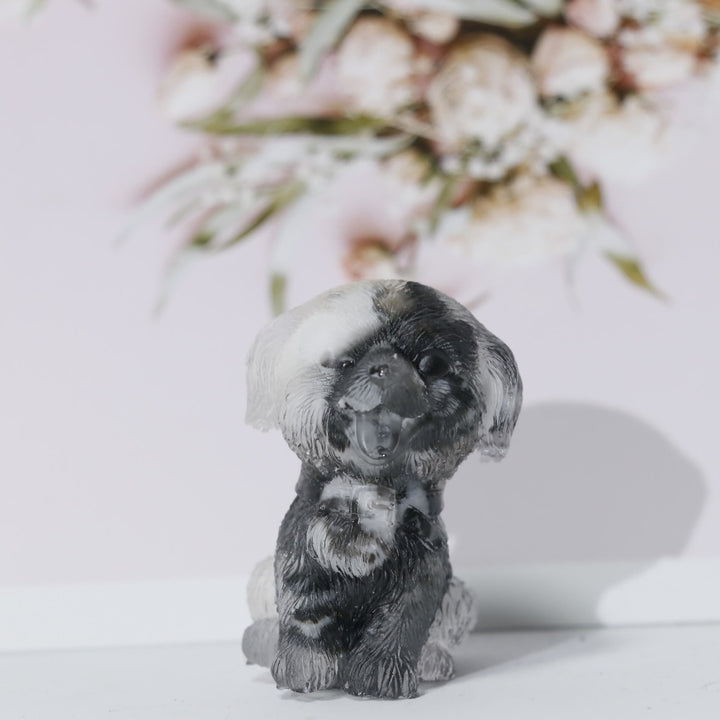 Olivenorma Ghiaia di cristallo naturale Ornamento per cani Decorazione con pietre preziose - ossidiana fiocco di neve - image 16