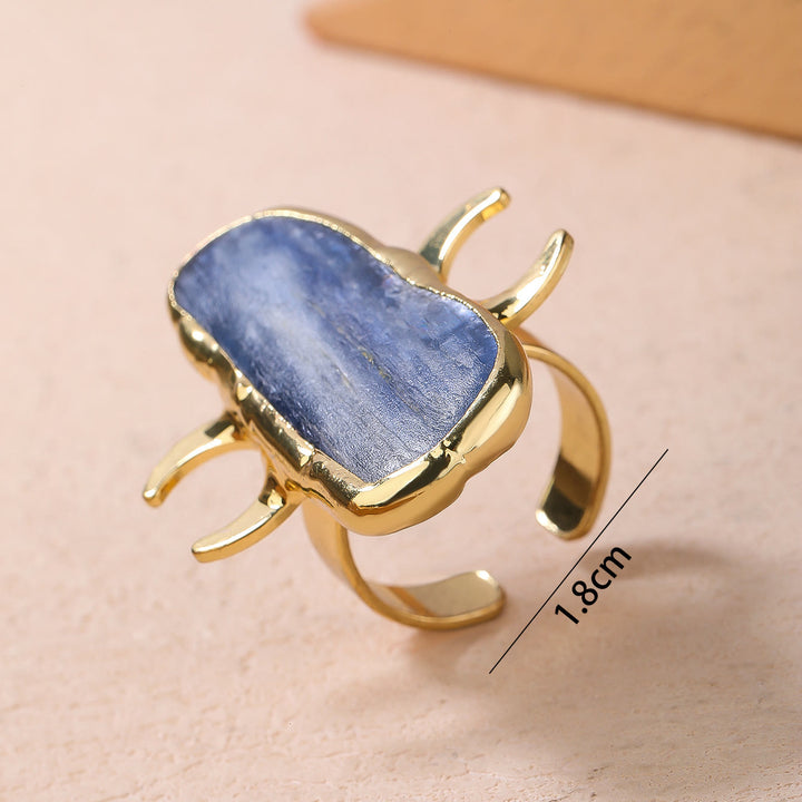 Anello regolabile con doppia luna curativa in cianite Olivenorma
