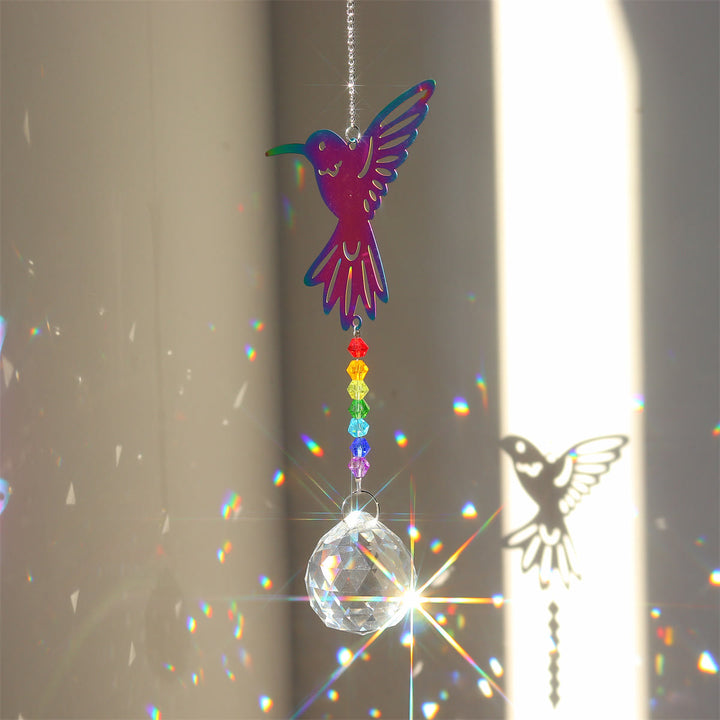 Olivenorma Clear Crystal Chakra Beads Hanging Wind Chime Suncatcher - Colibrì colorato - image 1