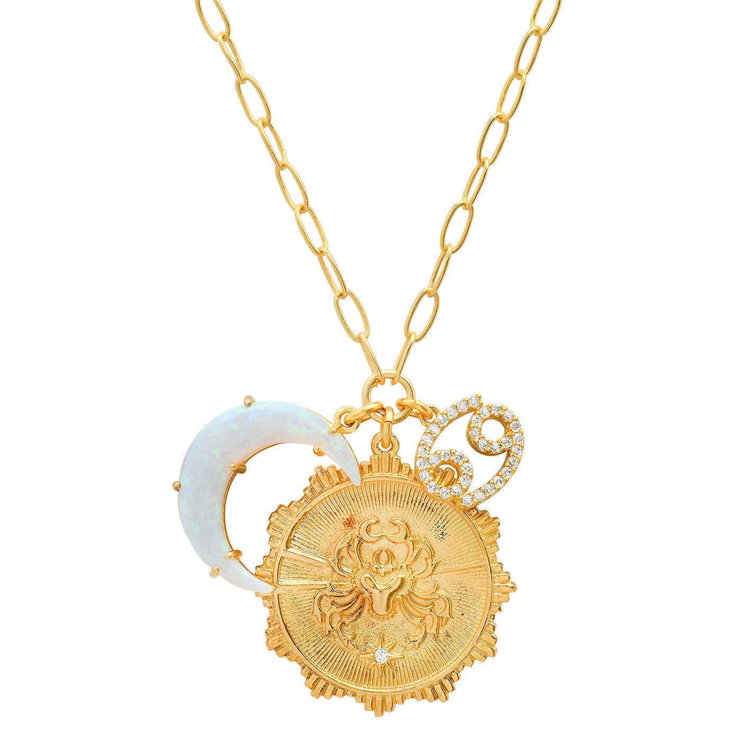 Collana con rune dello zodiaco e opale lunare Olivenorma