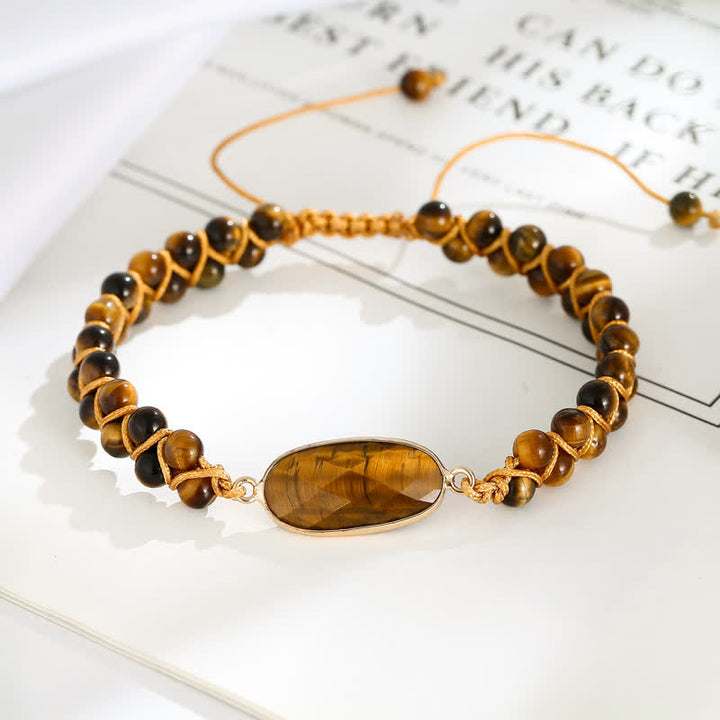 Bracciale intrecciato con perline di occhio di tigre Olivenorma