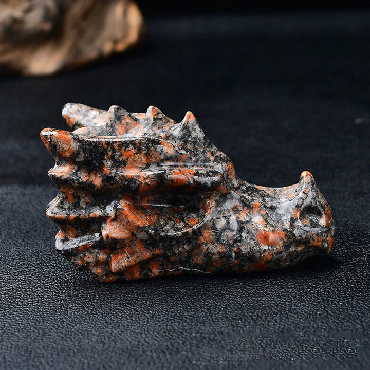 Olivenorma Decorazione con pietra preziosa a forma di teschio con testa di drago da 3,2 pollici
