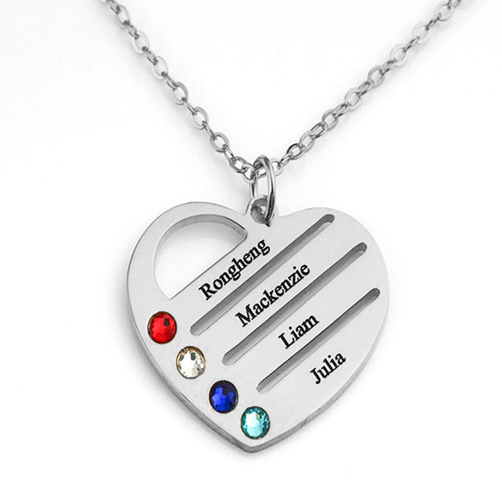 Collana con ciondolo con nome e pietra portafortuna a forma di cuore Olivenorma