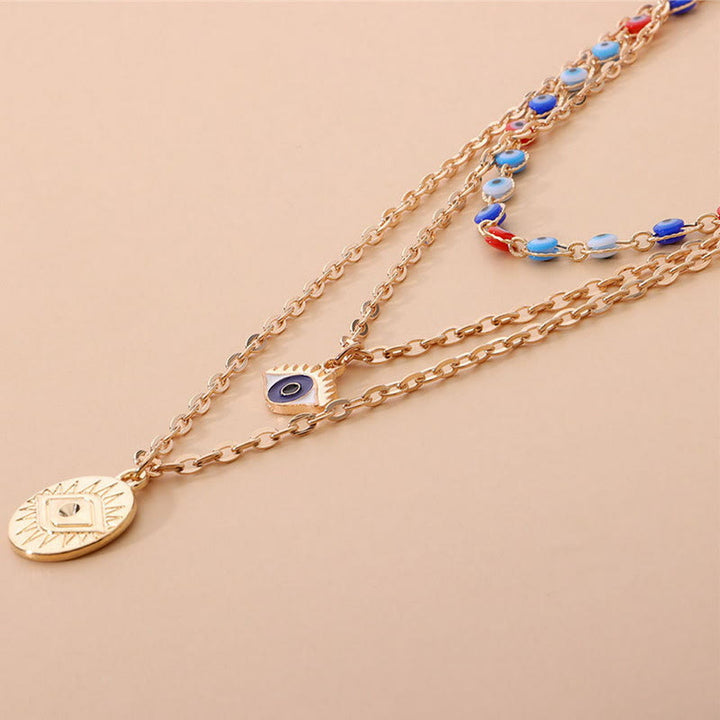 Collana multistrato con occhio malvagio in resina epossidica Olivenorma 