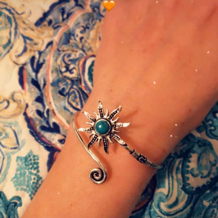Bracciale creativo retrò con girasole turchese