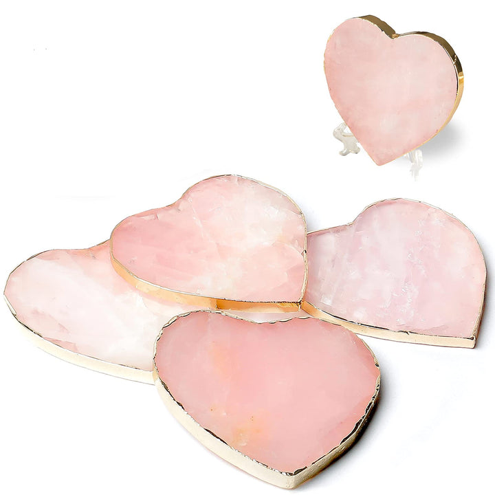 Decorazione in pietra preziosa a forma di cuore in quarzo rosa Olivenorma 