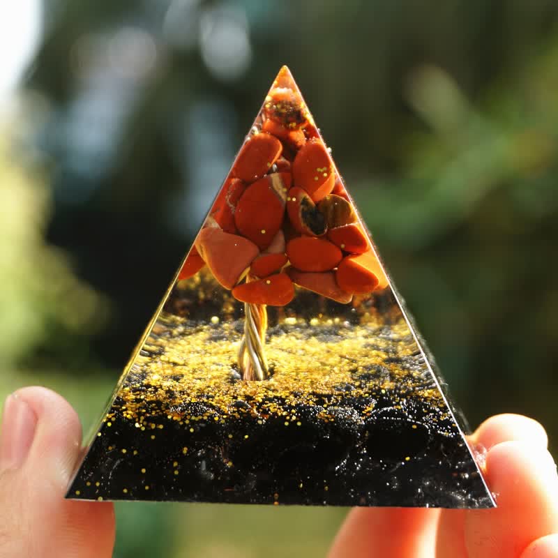 Olivenorma Diaspro Rosso Tormalina Nera Albero della Vita Piramide Orgonica 