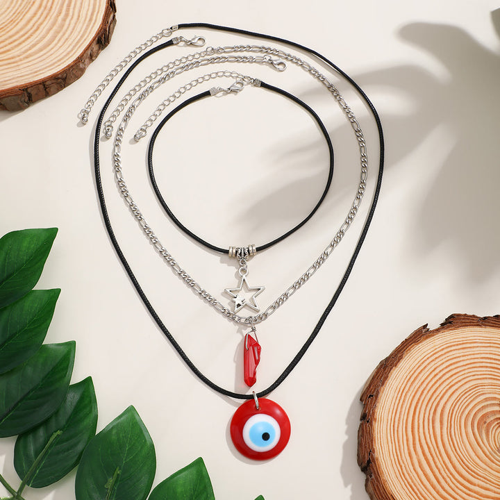 Olivenorma Ossidiana Albero della Vita Collana con Ciondolo Malocchio Set 