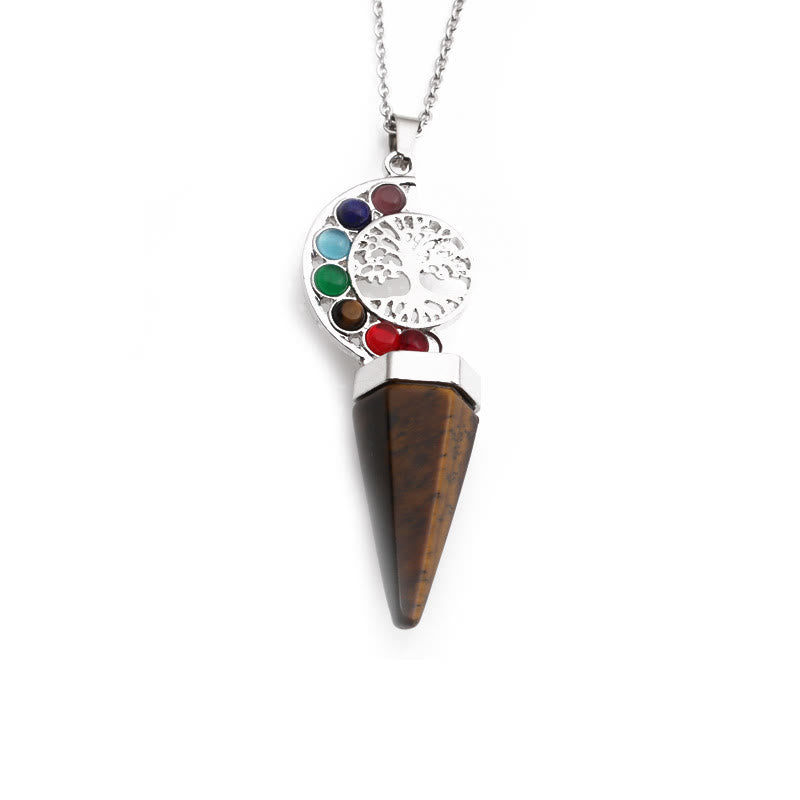 Collana con ciondolo albero della vita chakra cristallo esacone Olivenorma 