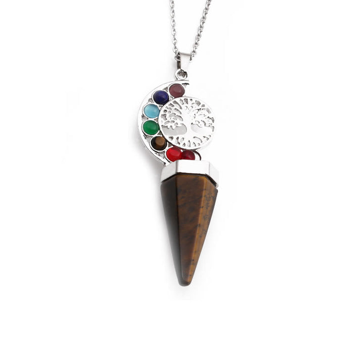 Collana con ciondolo albero della vita chakra cristallo esacone Olivenorma 
