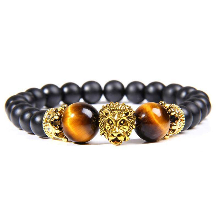 Bracciale con simbolo del leone in pietra di cristallo naturale Olivenorma 