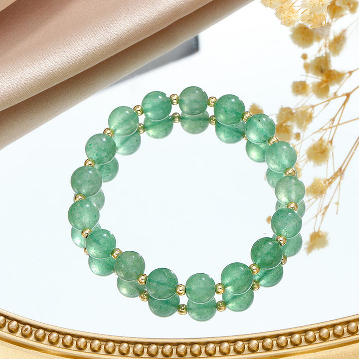 Olivenorma Green Strawberry Rutilato Quarzo Albero della Vita Bracciale Set