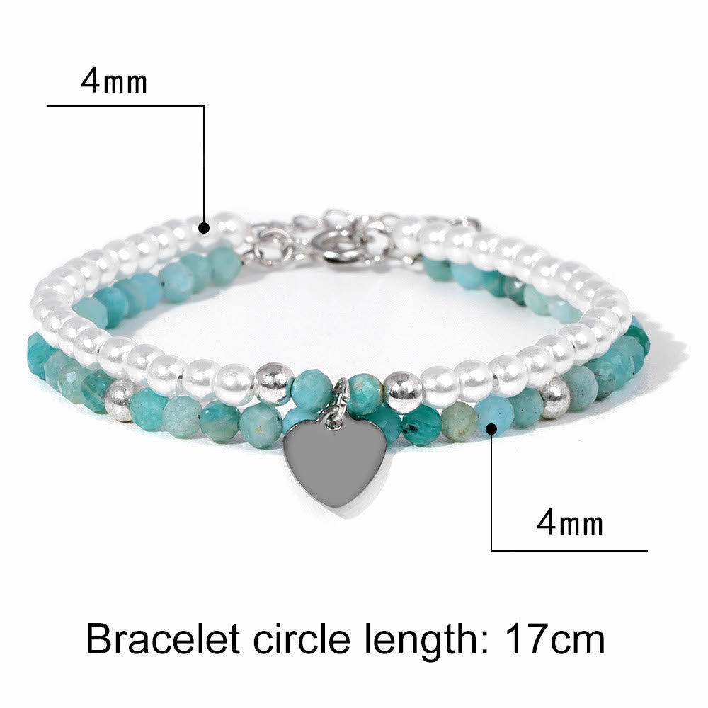 Olivenorma Bracciale Doppio Strato con Ciondolo a Cuore in Perla e Pietra Sfaccettata