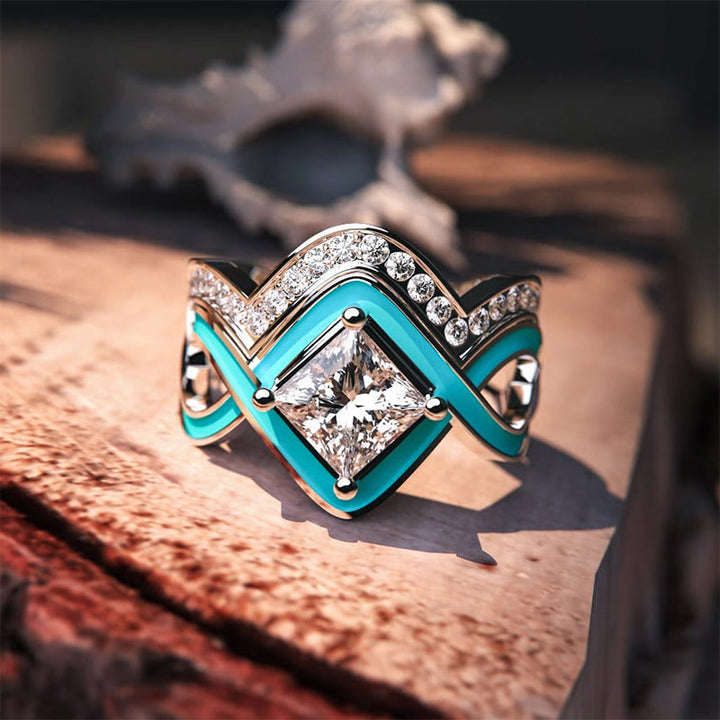 Anello Olivenorma Turchese Ocean Wave