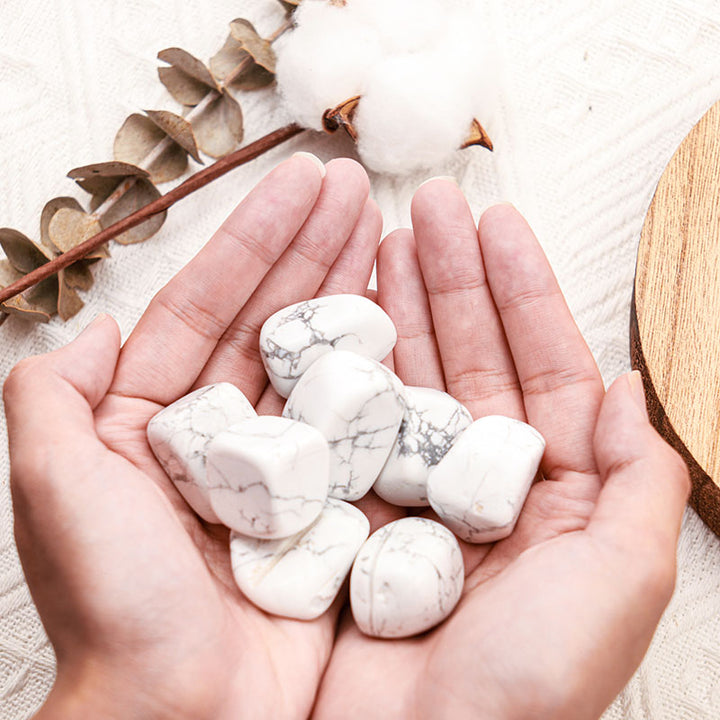 Olivenorma Set di pietre naturali burattate bianche turchesi