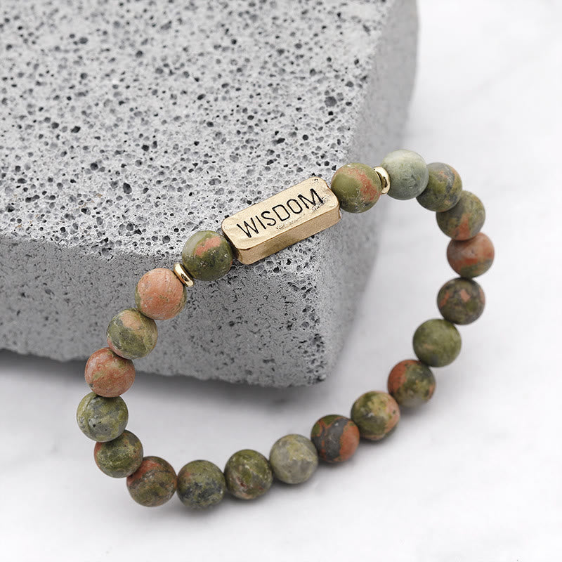 Bracciale con incisione della saggezza delle pietre preziose naturali Olivenorma