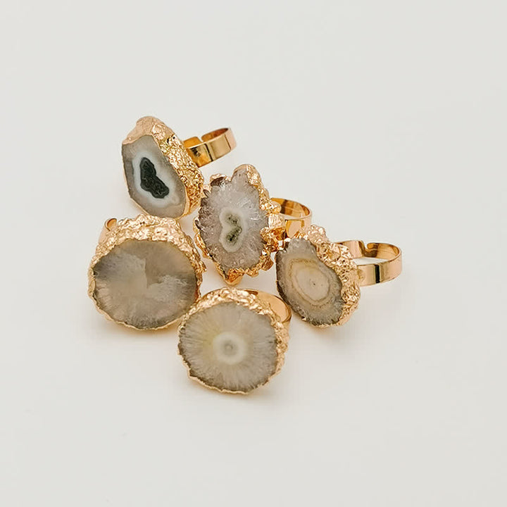 Anello regolabile con pietra preziosa di girasole in cristallo naturale Olivenorma