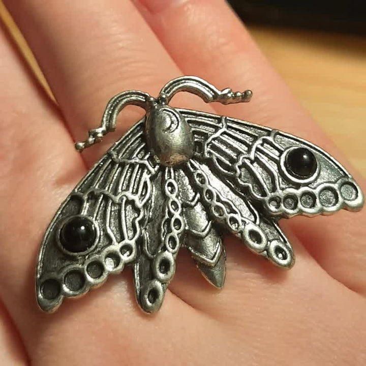Olivenorma con pietre preziose Luna Moth Anello Strega