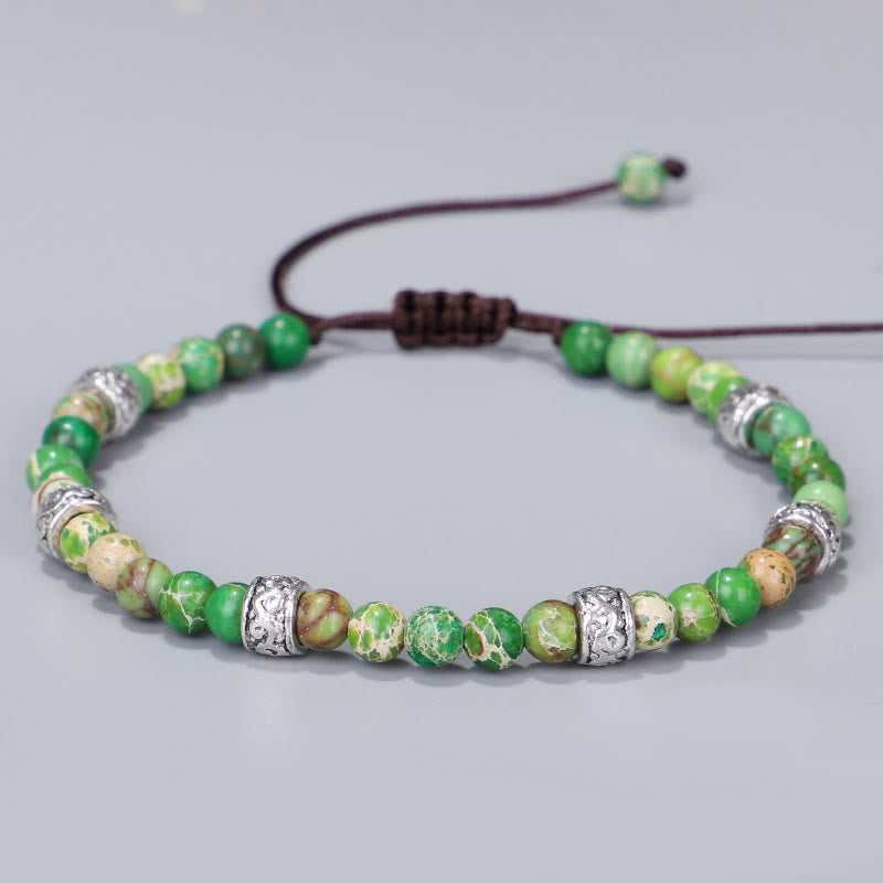 Bracciale intrecciato con perline in pietra imperiale multicolore naturale Olivenorma 