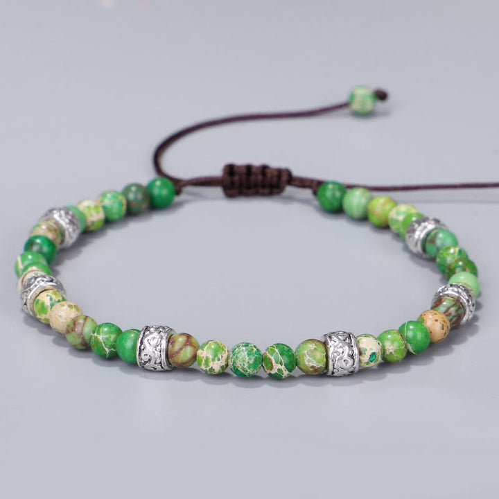 Bracciale intrecciato con perline in pietra imperiale multicolore naturale Olivenorma 
