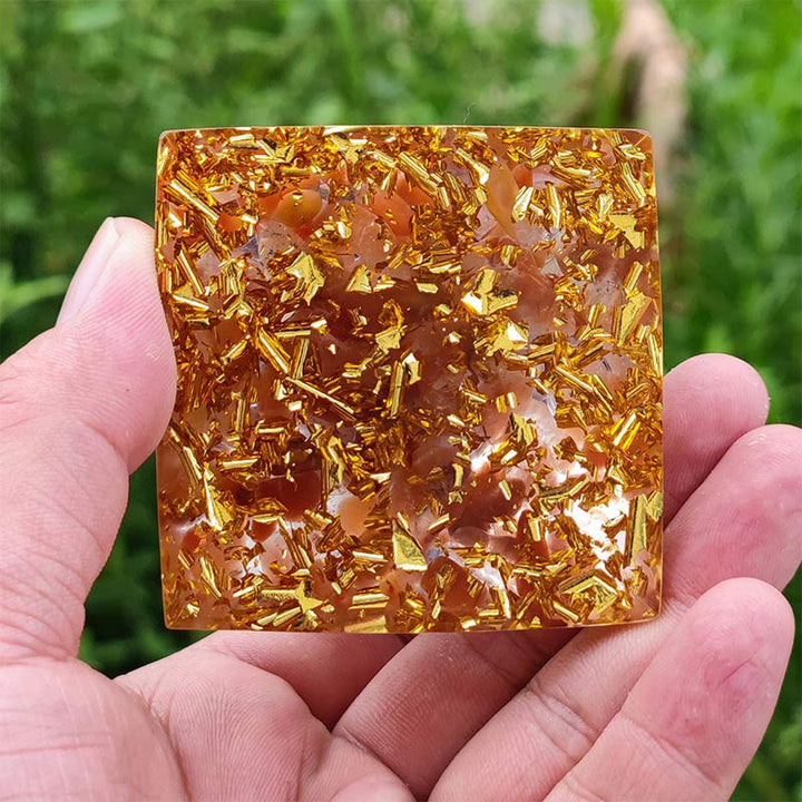 Olivenorma Ametista con Corniola Cancro Zodiac Orgone Piramide 