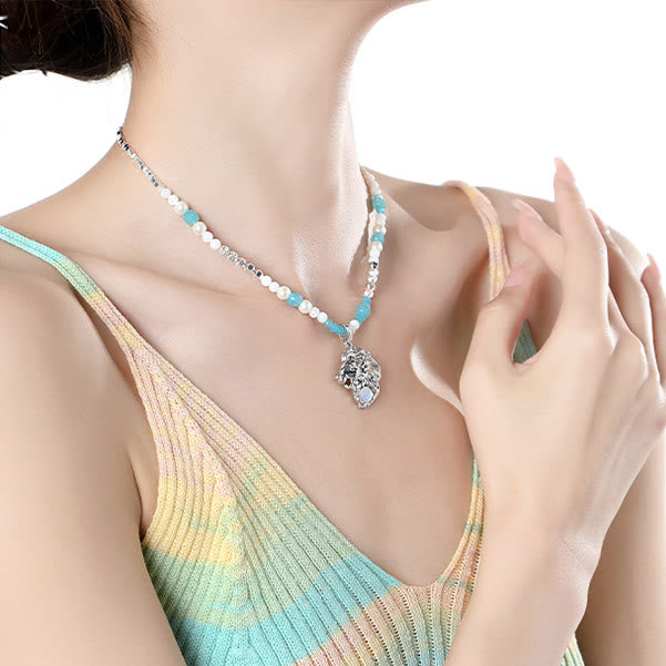 Collana in lega con ciondolo zodiacale in pietra di luna Olivenorma 