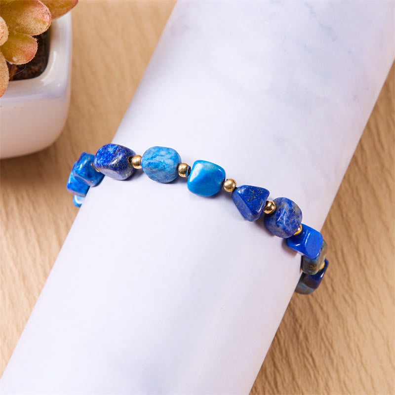 Bracciale intrecciato a mano con perline di pietra naturale irregolare Olivenorma