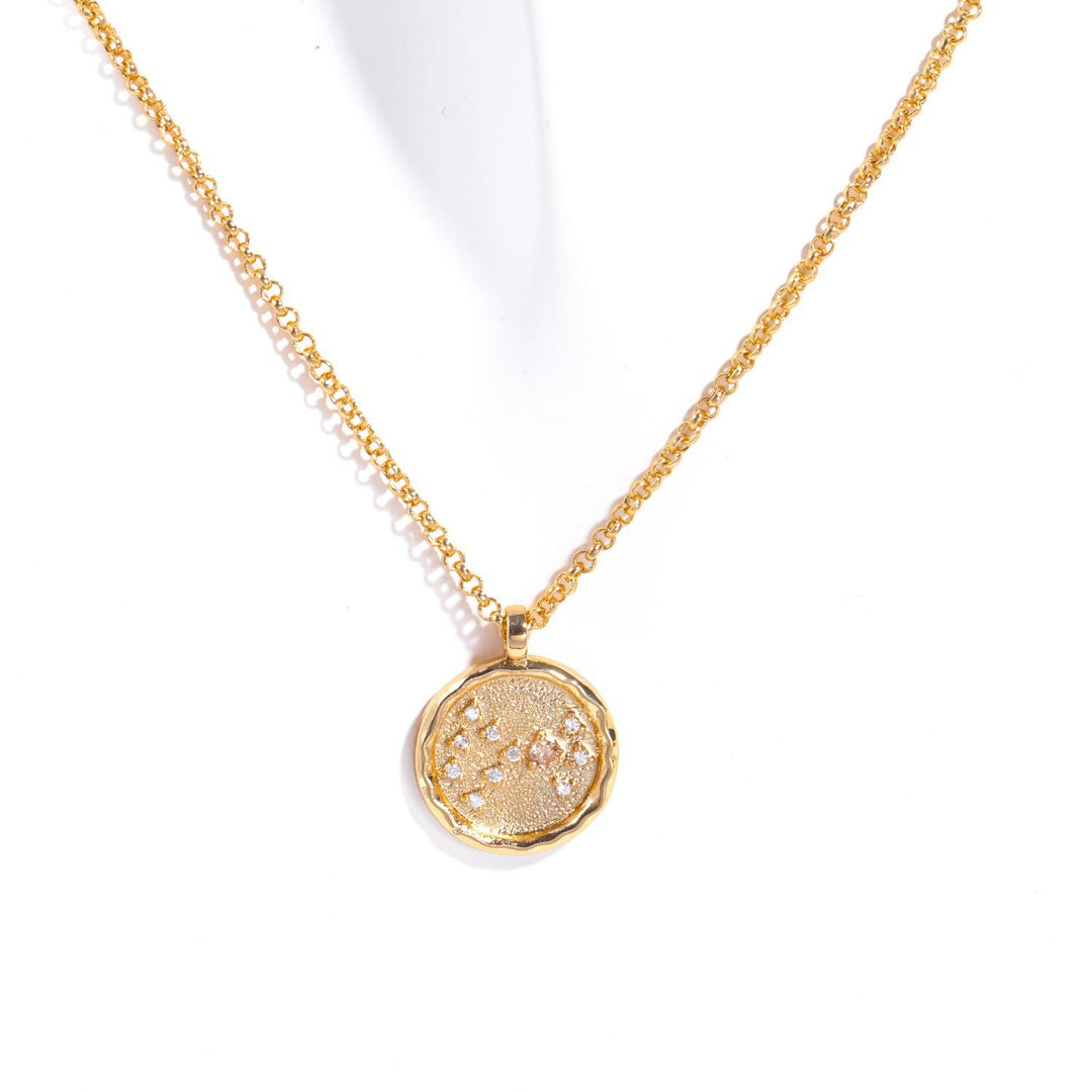 Collana con pietra portafortuna dello zodiaco in zircone bianco Olivenorma 