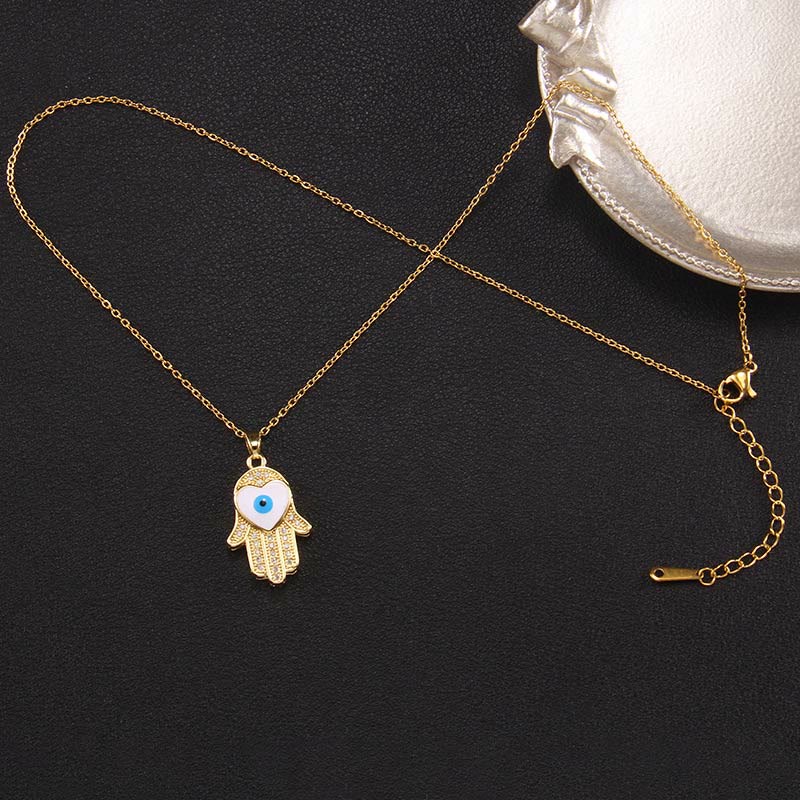 Olivenorma "Buona Fortuna" Hamsa con Collana Occhio Malvagio