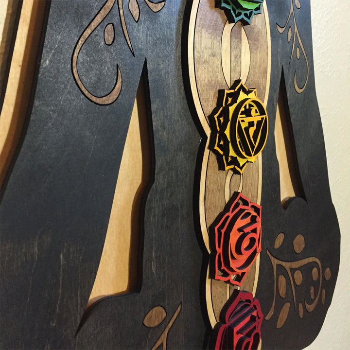 Olivenorma Kundalini Chakra Decorazione murale in legno dipinto a mano