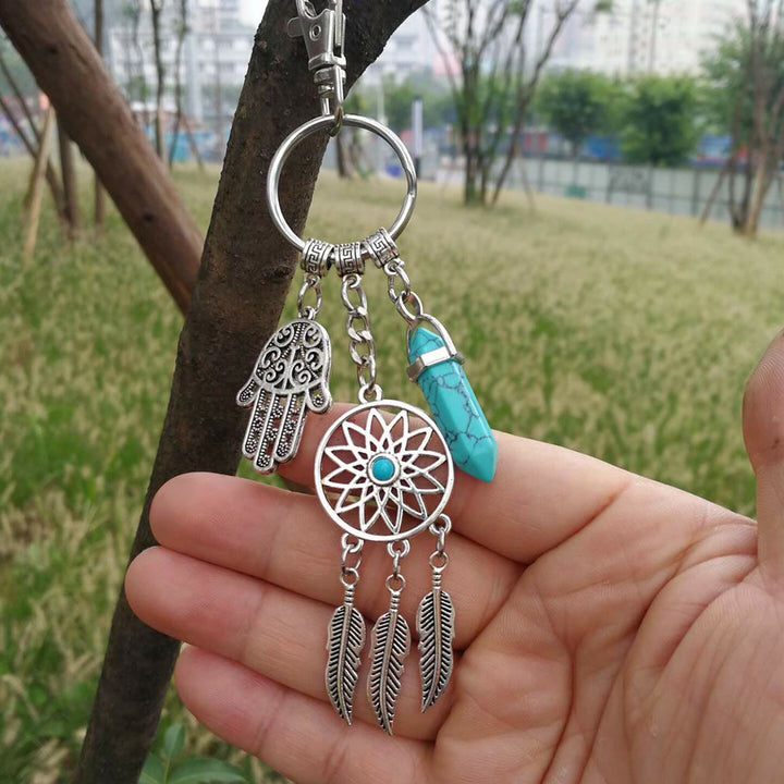 Olivenorma Natural Gemstone Dreamcatcher Ciondolo Hamsa Portachiavi