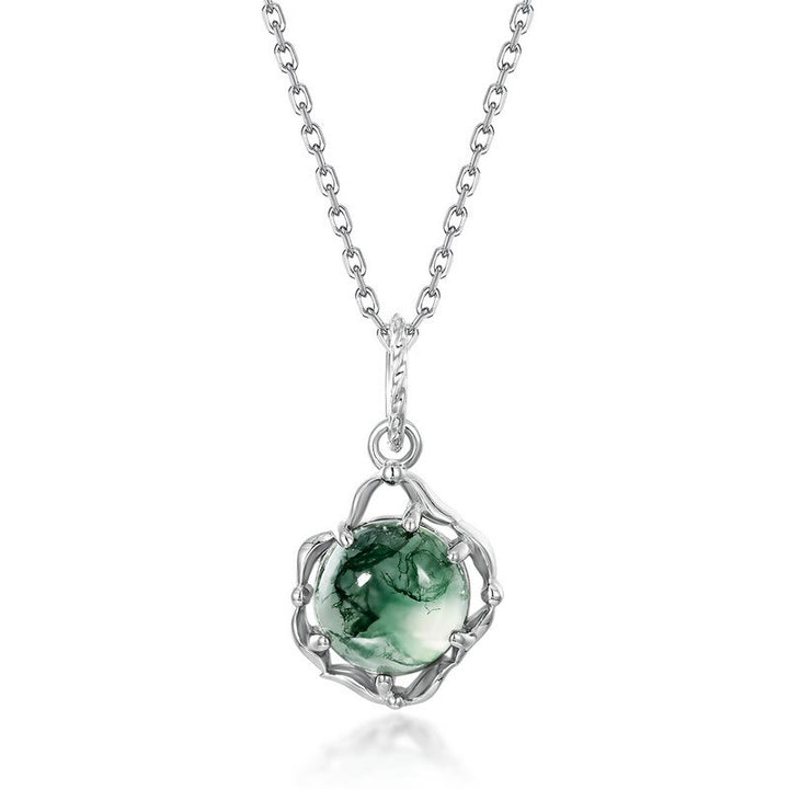 Collana con castone irregolare in agata muschiata Olivenorma S925