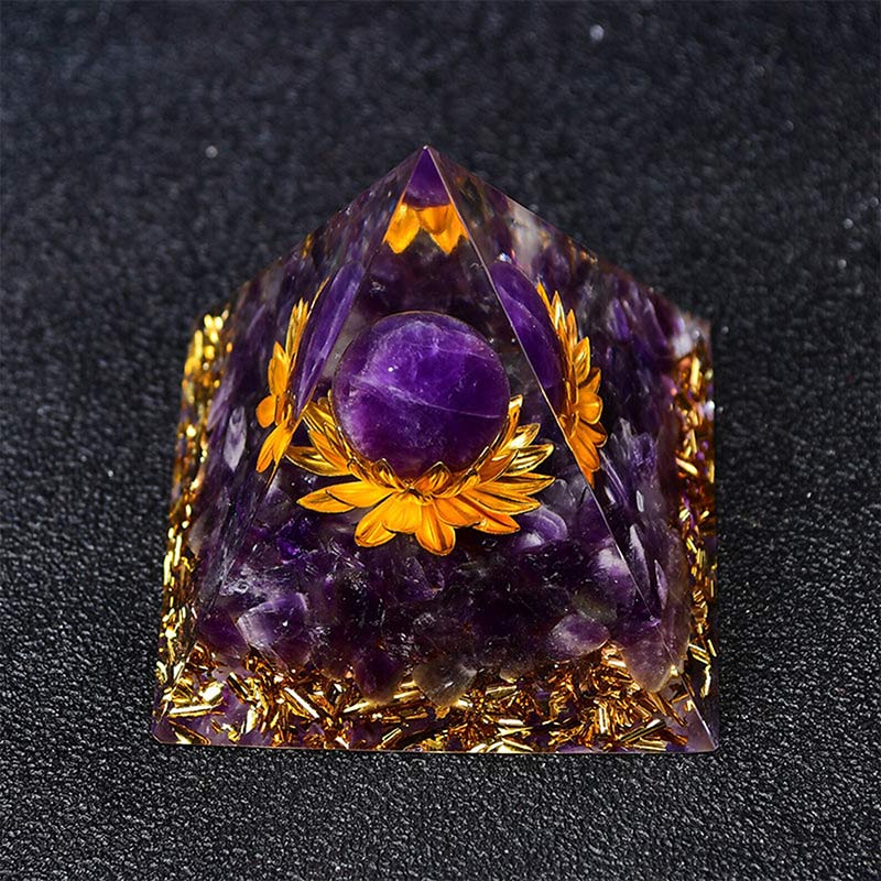 Olivenorma Ametista Sfera Loto Simbolo Piramide Orgonica